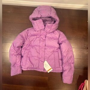 NWT LULULEMON WUNDER PUFF  CROPPED JACKET DETATCHABLE HOOD PURPLE BLOSSUM LIGHT